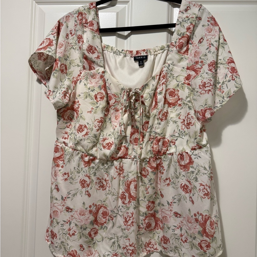 Torrid Pink Floral Blouse